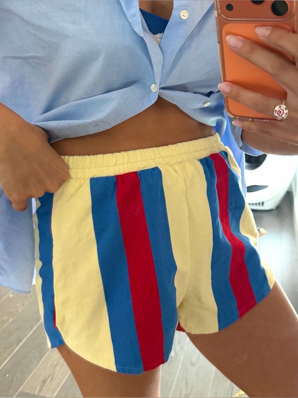 Roseanna Paris Striped Organic Cotton Pull-On Shorts | French Designer | Size 36